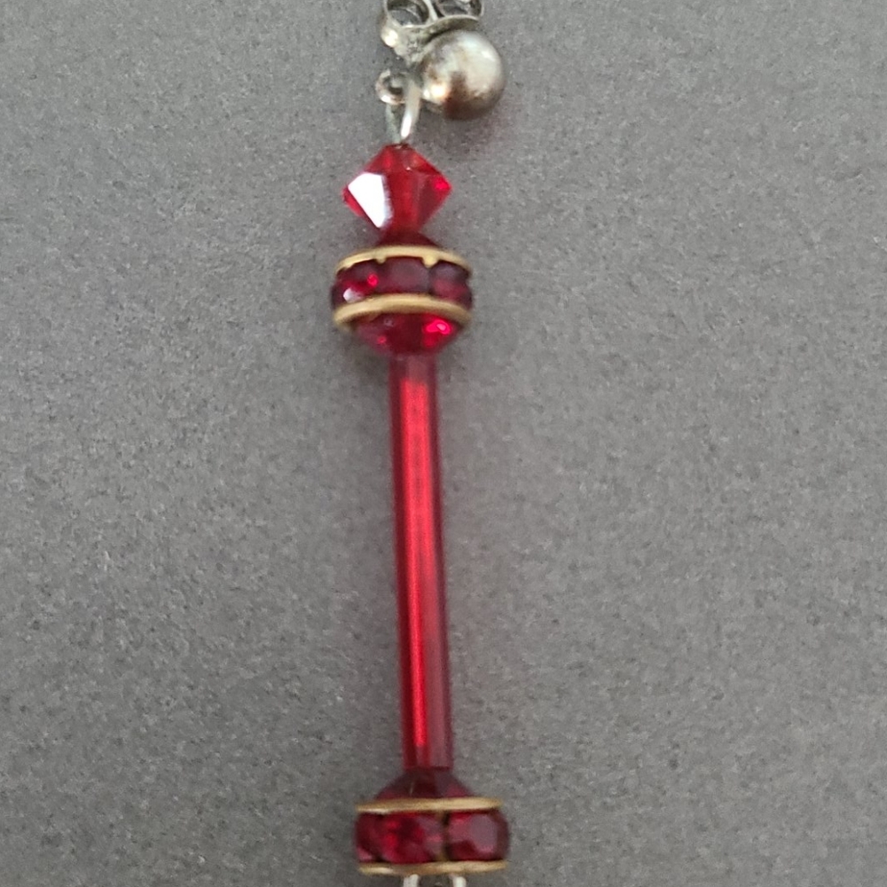 Crystal& Ruby Sterling Silver Post Earrings - image 2